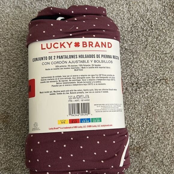 Lucky Brand Women's 2-Pack Lounge Pants, Black/Pink Dot, Size M, NWT - Picture 5 of 7